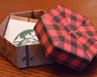 Gift Card Box - Buffalo Plaid and Wood
