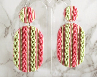 Colourful Knit - Handmade Polymer Clay Earrings