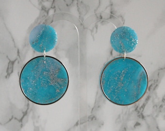 Blue & Silver - Handmade Polymer Clay Earrings