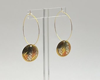 Deadstock Vintage Art Deco Basket Weave Disc Earrings