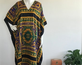 1990’s Winlar Scarf Print Kaftan with Built-In Belt