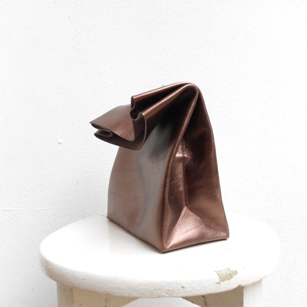 Paperbag cuir marron glacé