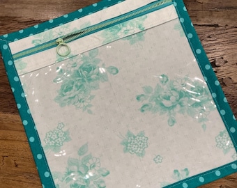 Bolsa para proyecto de punto de cruz - Parte frontal de vinilo transparente, 12 x 13 pulgadas.