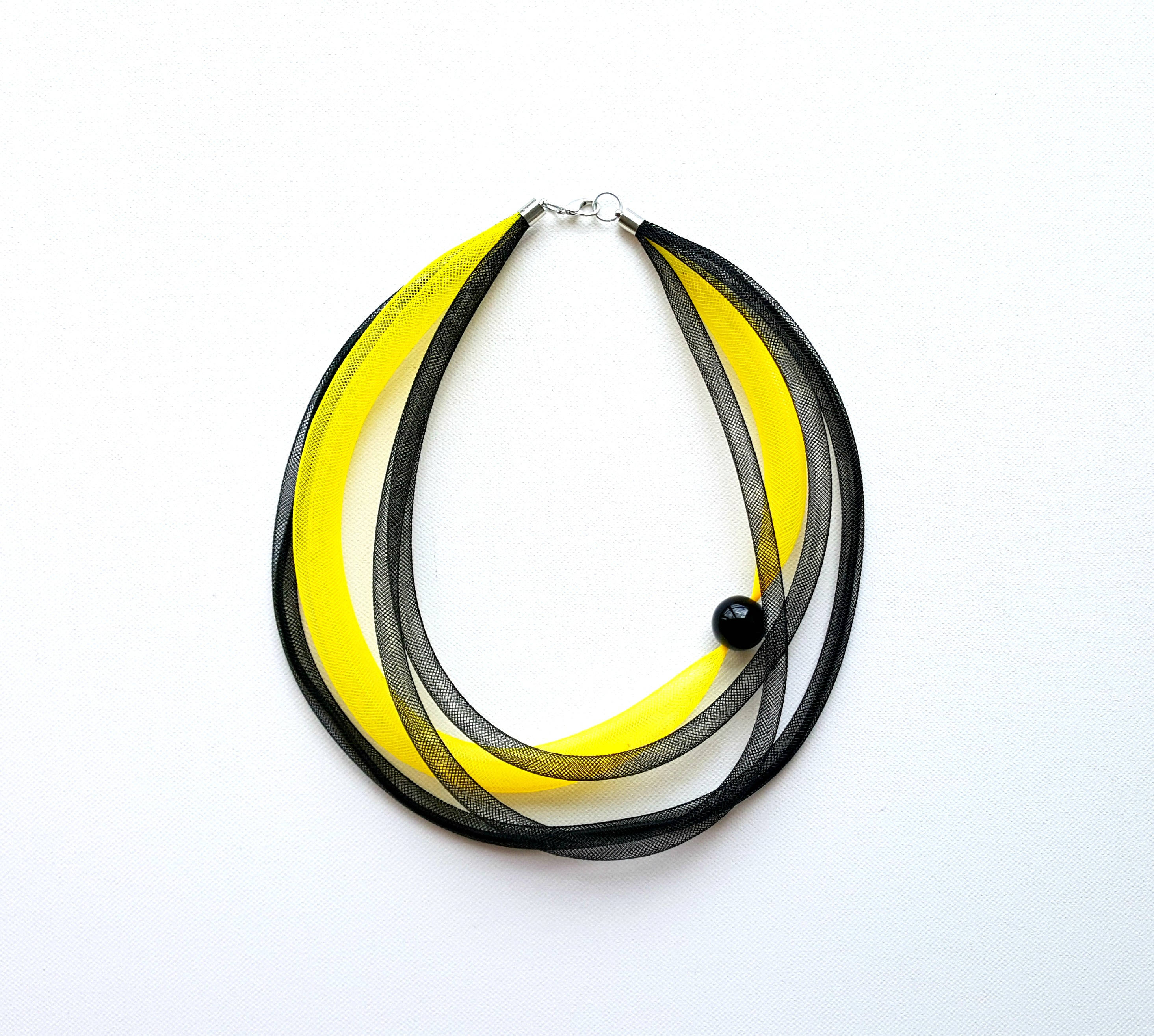 Statement Necklace Yellow Necklace Contemporary Jewelry Etsy UK