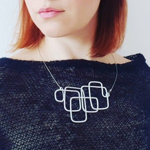 Geometric Statement Necklace: Contemporary Aluminum Bib Necklace