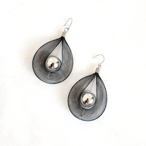 Statement earrings Modern earrings Contemporary jewelry Avant garde earrings Mesh  jewelry Popular earrings Unusual earrings Long earrings