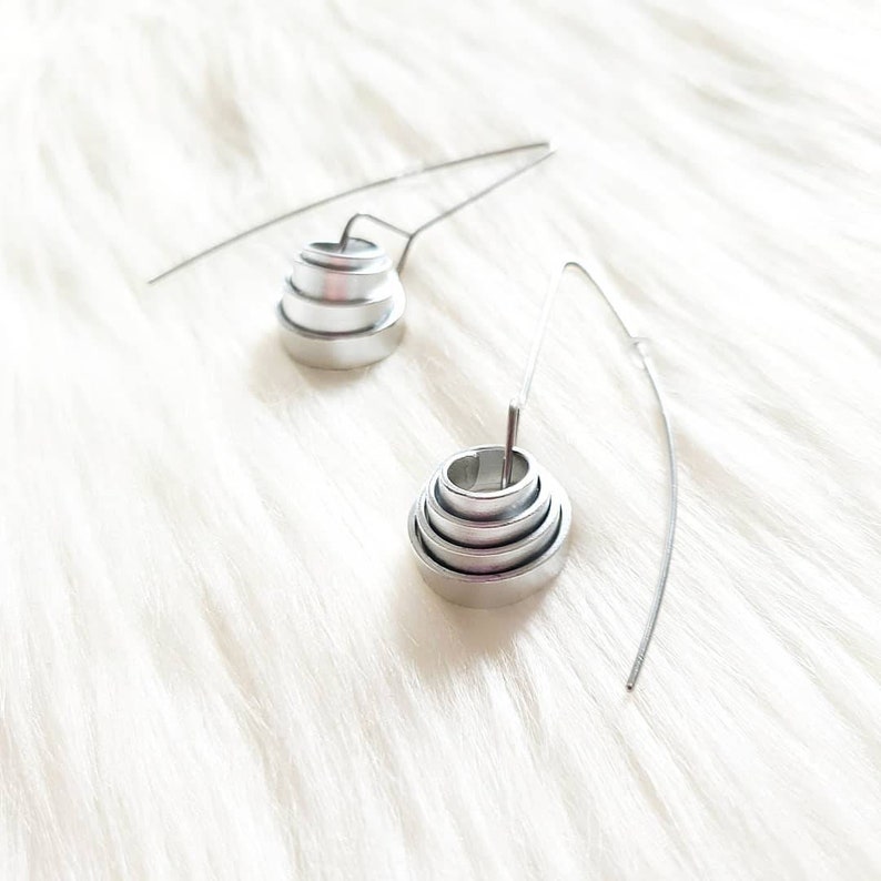 Spiral earrings Dangle earrings Silver earrings Popular earrings Statement earrings Contemporary earrings Long earrings Modern earrings image 1