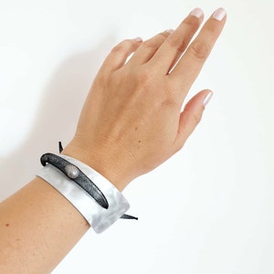 Cuff bracelet Adjustable bracelet Mesh bracelet Unusual jewelry Modern bracelet Contemporary jewelry Pearl bracelet Bold bracelet