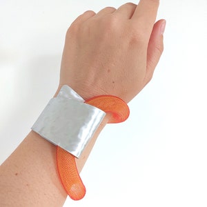 Cuff bracelet Adjustable bracelet Mesh bracelet Unusual jewelry Modern bracelet Contemporary jewelry Modernist jewelry Bold bracelet
