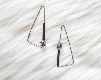 Statement earrings Triangle earrings Contemporary earrings Hypoallergenic earrings Long earrings Glass earrings Unusual jewelry Art jewelry