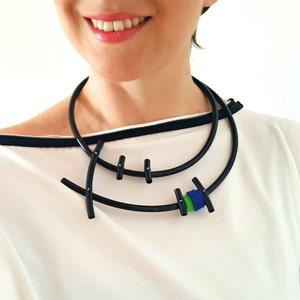 Statement necklace, Popular necklace, Contemporary necklace, Contemporary jewelry, Bib necklace, Asymmetric jewelry - Modern necklace.