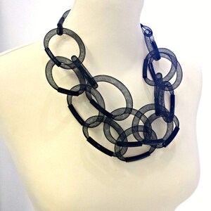 Black mesh statement necklace Contemporary jewelry Avant garde necklace Chunky statement necklace Unique necklaces for women Modern necklace image 3