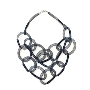 Black mesh statement necklace Contemporary jewelry Avant garde necklace Chunky statement necklace Unique necklaces for women Modern necklace image 4
