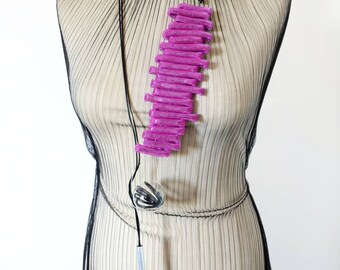Statement necklace Bib necklace Unusual necklace Avant-garde necklaces 2in1 necklace Contemporary necklace Purple necklace Modern necklace