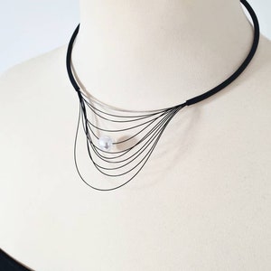 Rubber Bib Necklace: Modern Pearl Statement Jewelry