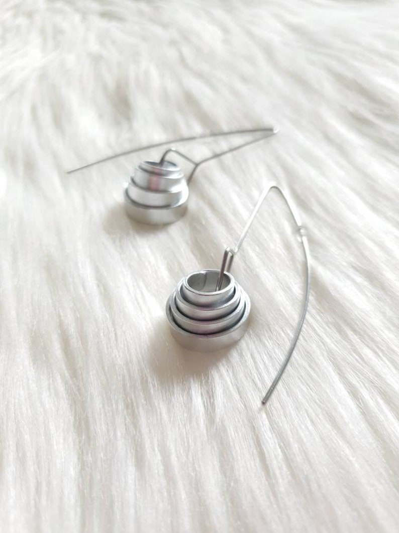 Spiral earrings Dangle earrings Silver earrings Popular earrings Statement earrings Contemporary earrings Long earrings Modern earrings image 4