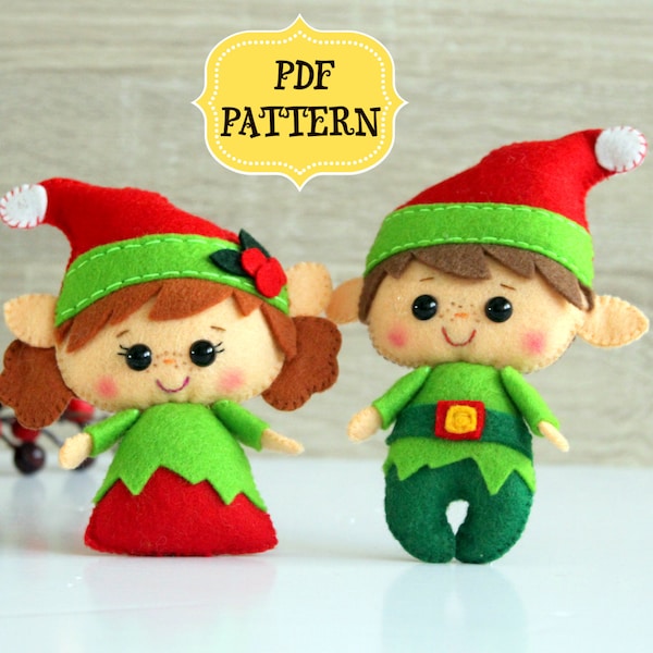 Christmas elf felt pattern Santa Helper pattern Christmas ornaments pattern Felt Elf doll tutorial Advent calendar pattern PDF felt pattern