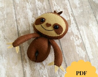 Felt Sloth Sewing Pattern: DIY Nursery Mobile Ornament (PDF Tutorial)