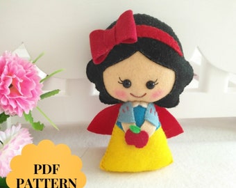 Felt doll pattern PDF sewing pattern to make a felt doll inspired in Snow White Nursery Decor Kids gift Doll stuffed pattern Doll tutorial