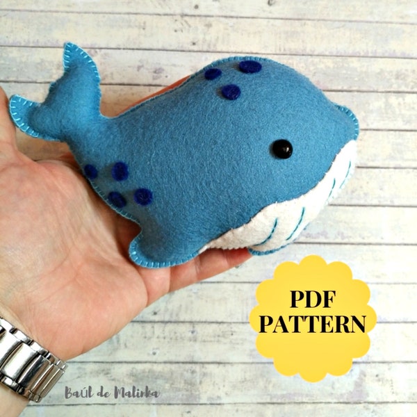 Pdf pattern felt whale Felt sea animals pattern Sea creatures Felt mobile ornament Felt sewing pattern Ocean animal pattern Nursery decor