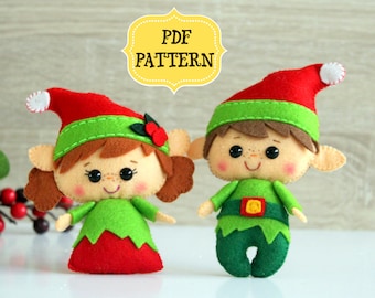 Felt Christmas Elf Sewing Pattern, Santa Helper Ornaments (PDF Pattern)