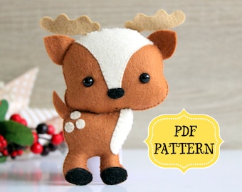 Felt woodland animal, Deer PDF pattern, SVG felt pattern, Baby's mobile toy, Felt Deer ornament, Felt animal ornament, Woodland animal SVG