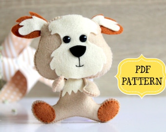 Pdf pattern felt dog ornament Nursery decor Felt dog replica Baby mobile toy Baby gift pattern PDF tutorial animals pattern DIY toy sewing