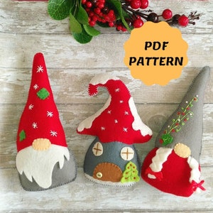 Felt gnome ornament pattern Felt Christmas ornaments Tomte Swedish gnome Gnomes sewing pattern Christmas gnomes pattern Felt gnome PDF decor image 1