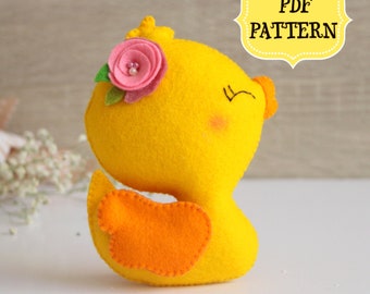 Felt duck pattern, SVG duck pattern, PDF felt pattern, Felt baby mobile, Felt bird ornament, Easy sewing tutorial, Instant download pattern