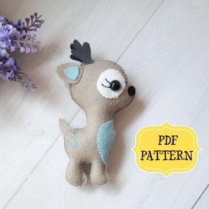 Felt deer woodland pattern Felt sewing deer PDF tutorial DIY deer ornament Christmas deer pattern SVG felt pattern Felt Christmas pattern