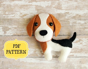 Modello per ornamento a forma di cane Beagle in feltro, facile da cucire (modello PDF)