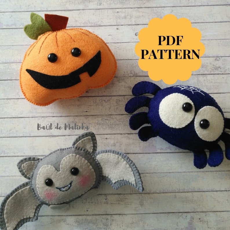 Halloween felt ornaments Pumpkin pattern DIY felt ornament | Etsy