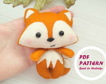 Fox pattern felt sewing Fox ornament DIY plush PDF pattern Animals tutorial pdf sewing pattern DIY sewing pattern Woodland pattern felt