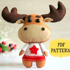 Felt Christmas ornament pattern Felt moose pattern Moose ornament Felt animal pattern Felt SVG pattern Felt Christmas stocking pattern
