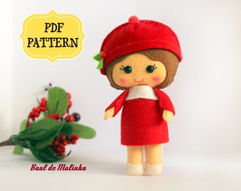 Felt doll pattern, DIY doll pattern, Stuffed doll pattern, Easy sewing doll, Pocket doll outfits, Handmade doll, Gift for girl