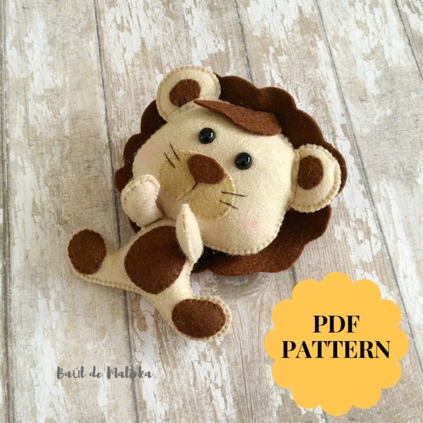 Lion PDF felt pattern Safari Mobile Sewing tutorial Felt Animal Pattern Safari animal ornament Baby mobile Toy Nursery decor Kids gift Baby