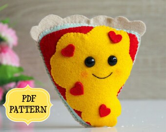Felt Pizza Ornament Pattern, Kawaii Food Plushie (PDF Pattern)