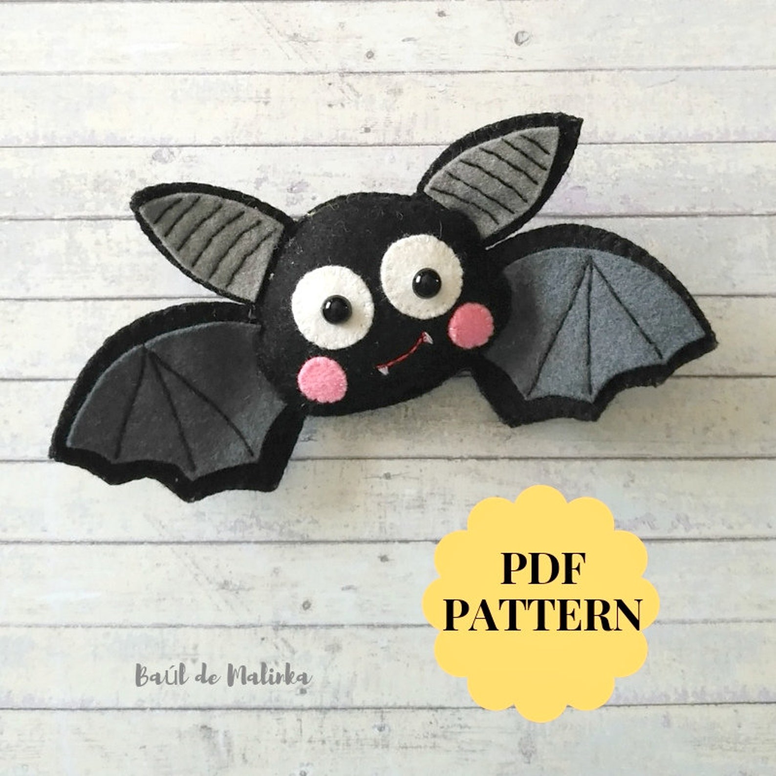 PDF Pattern Bat Felt Pattern Felt Ornament Pattern Softie Etsy