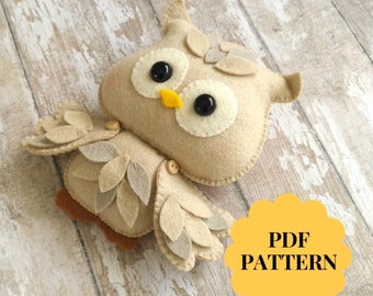 Owl sewing pattern, Felt owl ornament, SVG owl, Felt tutorial, Bird SVG pattern, Woodland owl stuffed animal, Felt Baby mobile, Owl ornament