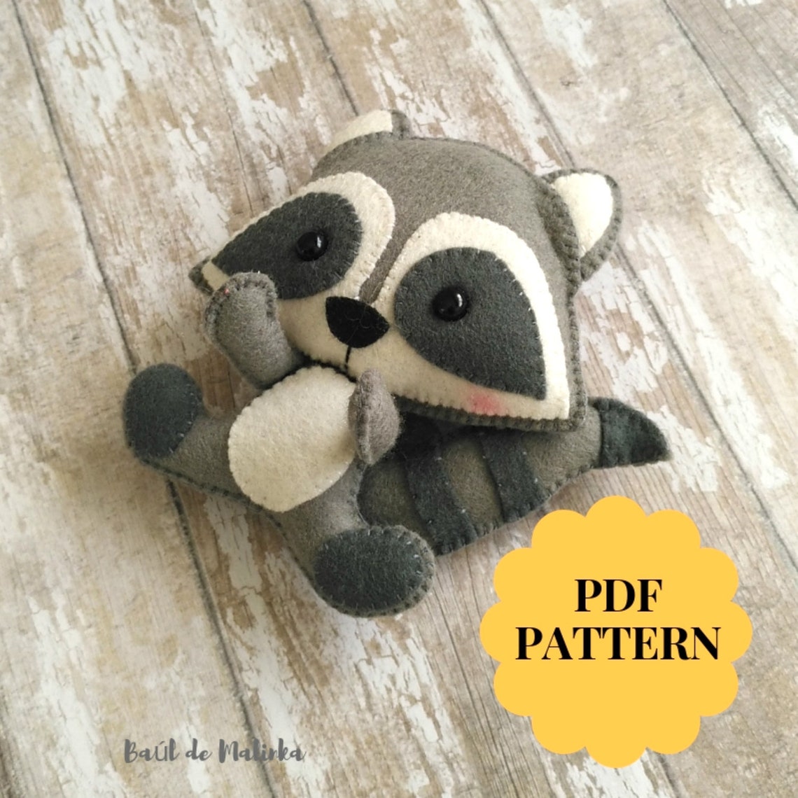 Felt Raccoon Pattern SVG Felt Pattern Felt Woodland Animal Etsy