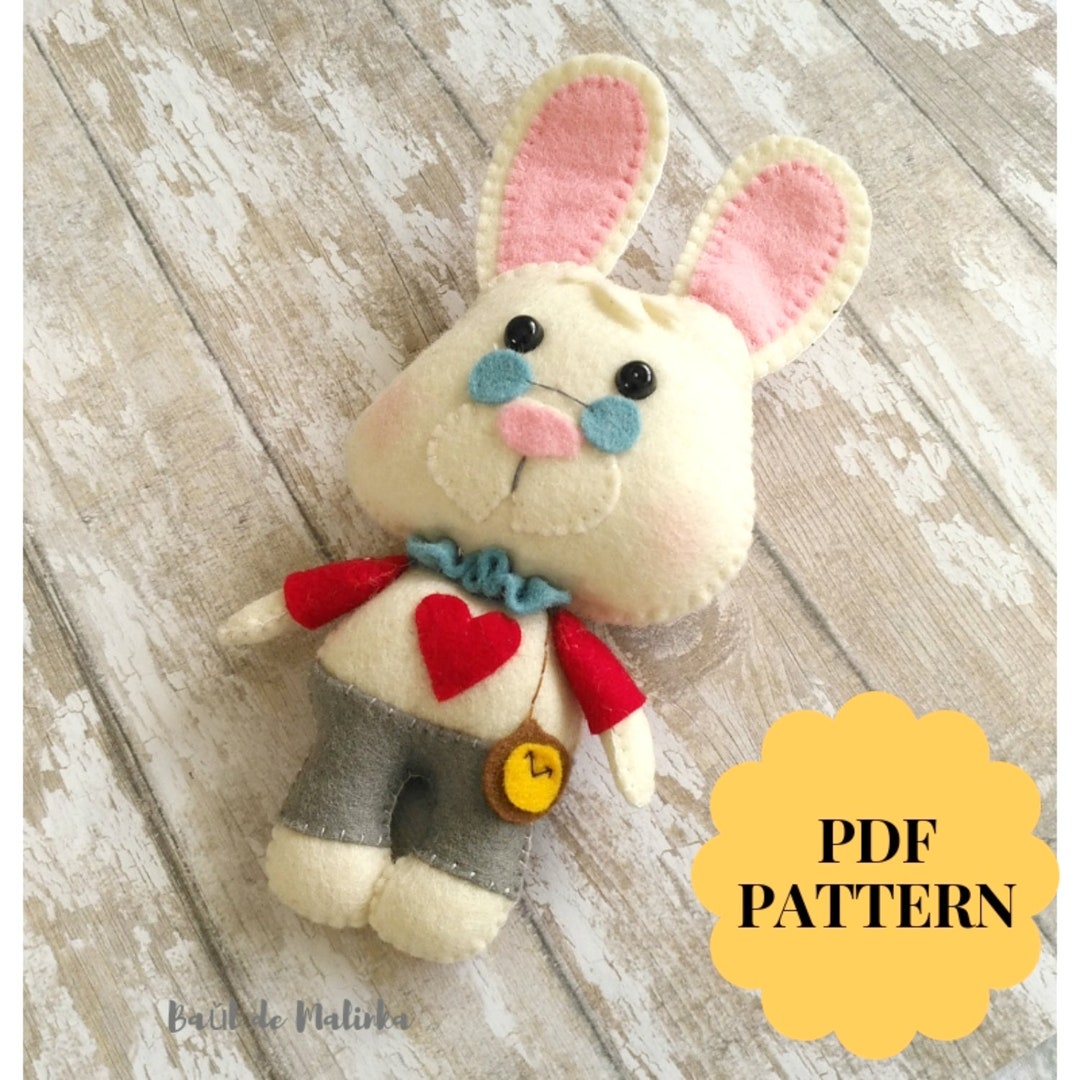 Lapin blanc Alice au pays des merveilles en feutre Poupée lapin