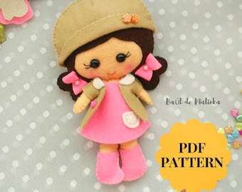Patrón de costura para muñeca de fieltro de bolsillo, mini juguete de peluche (patrón en PDF)