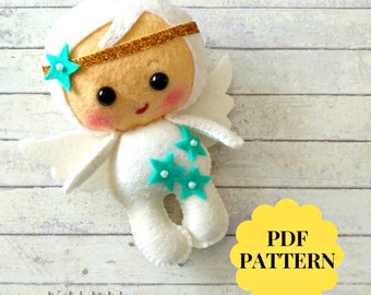 Patrón de costura para muñeca ángel de fieltro, adorno de Halloween (patrón en PDF)