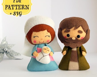 Felt Nativity Scene Sewing Pattern, Holy Family Ornament (PDF Pattern)