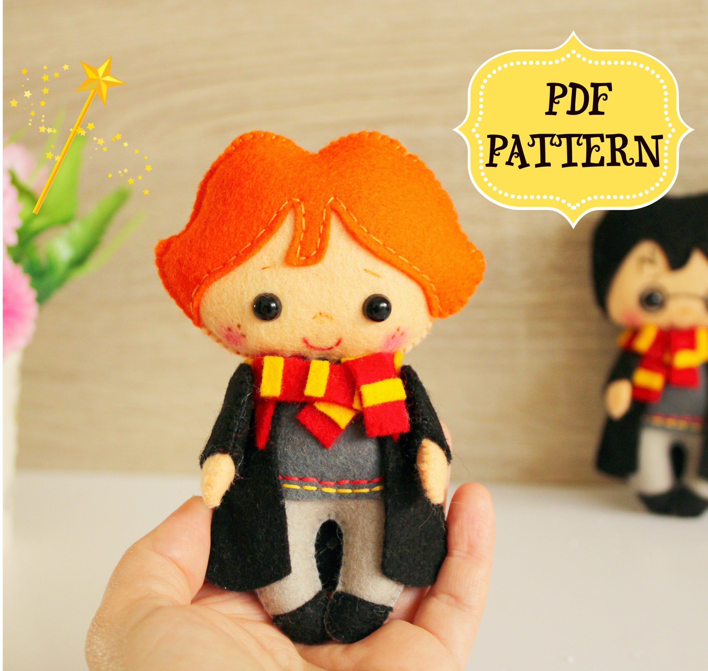 Printable Felt Patterns Magic.pdf PDF Tutorial to Make Felt Wizard, Felt Witch Caracter, Easy Sewing Felt ...