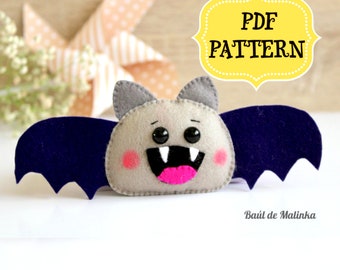 PDF pattern, Bat felt pattern, Felt bat ornament, Easy sewing tutorial, Halloween felt pattern, Halloween bat ornament, Felt decor pattern