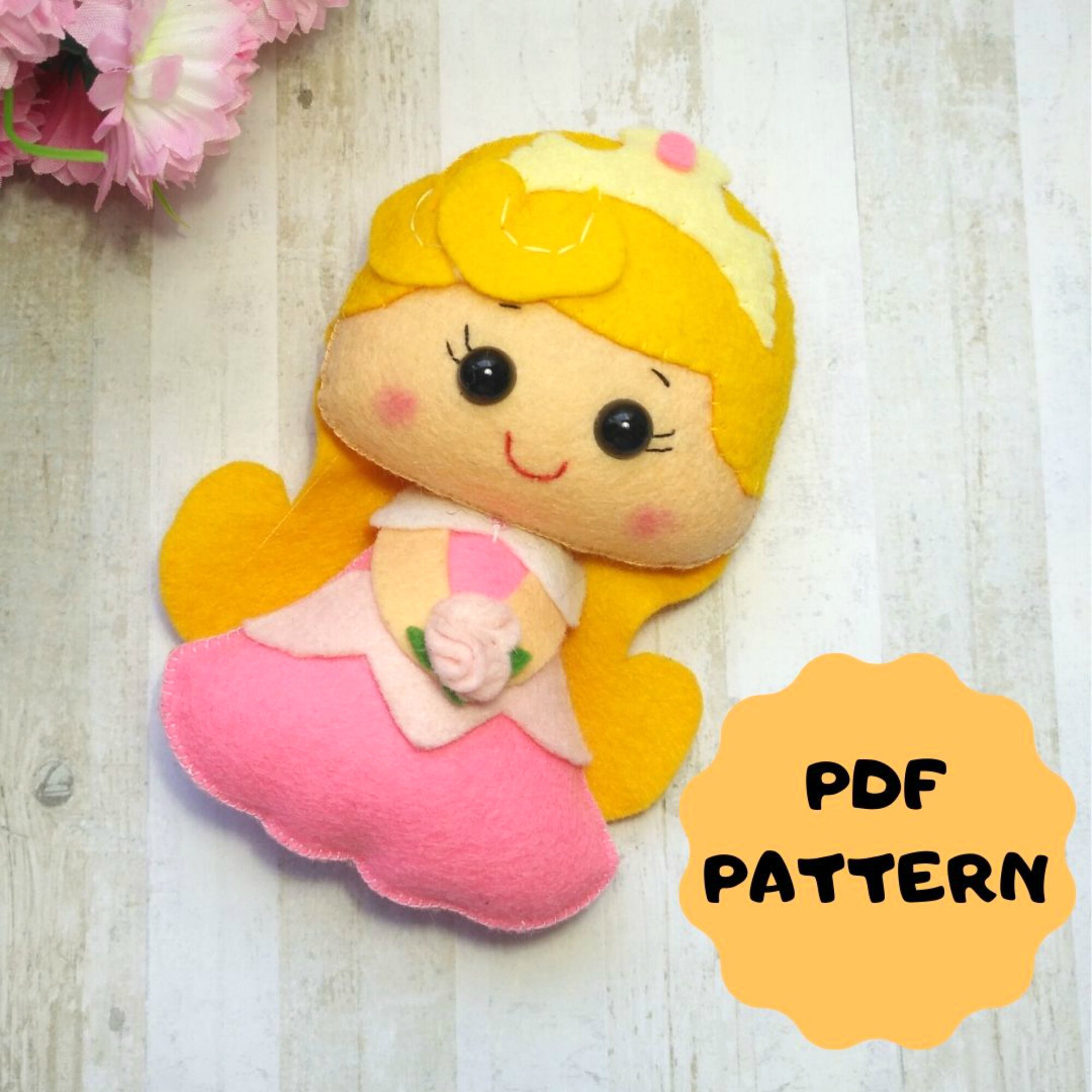 Princess Aurora Pattern Felt Princess Doll Pattern PDF Doll Pattern