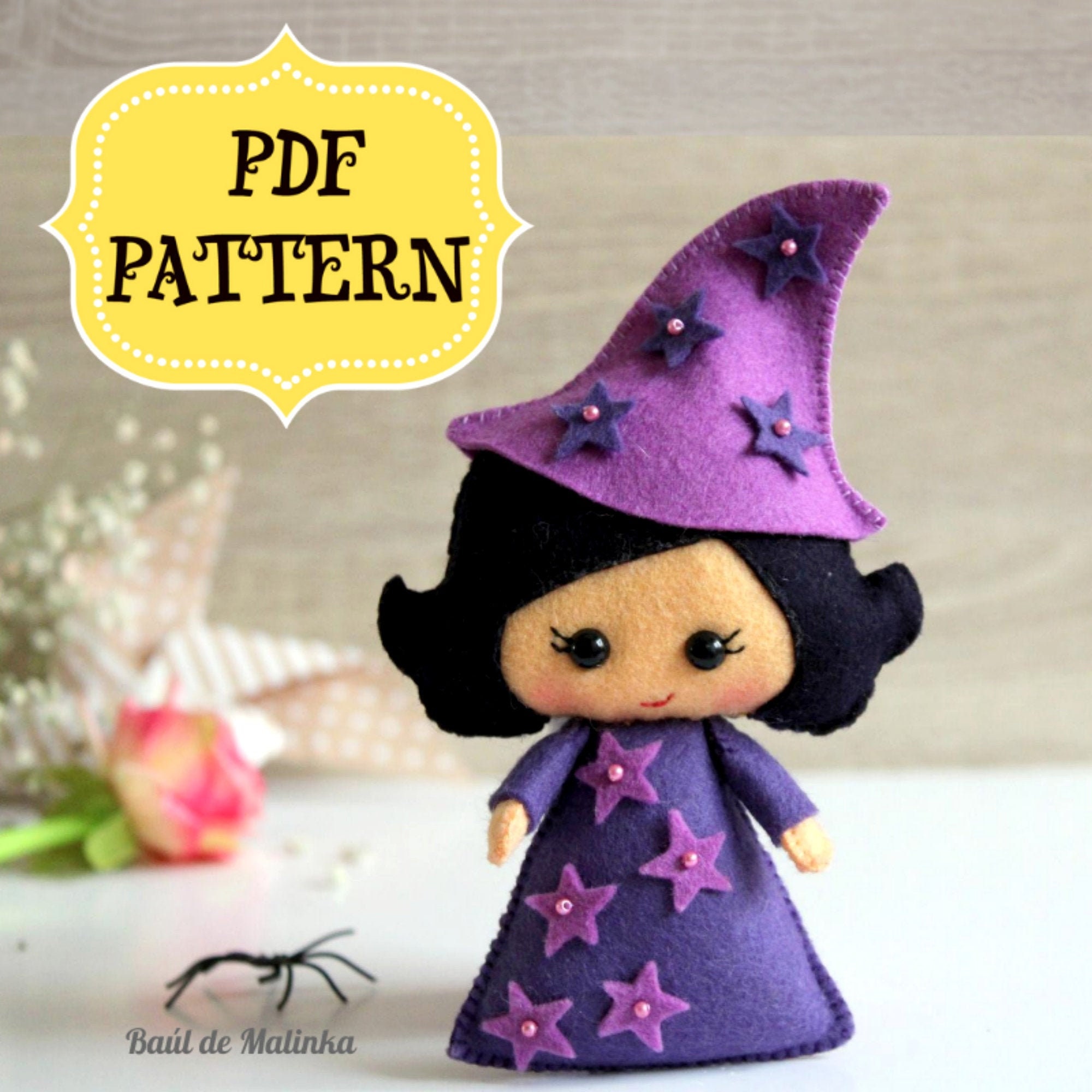 PDF Witch felt pattern Felt witch doll Halloween decor Witch Etsy