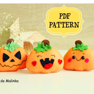 Halloween felt pattern Jack o Lantern felt pattern PDF sewing tutorial Felt Halloween ornament Felt pumpkin Halloween felt ornaments pattern