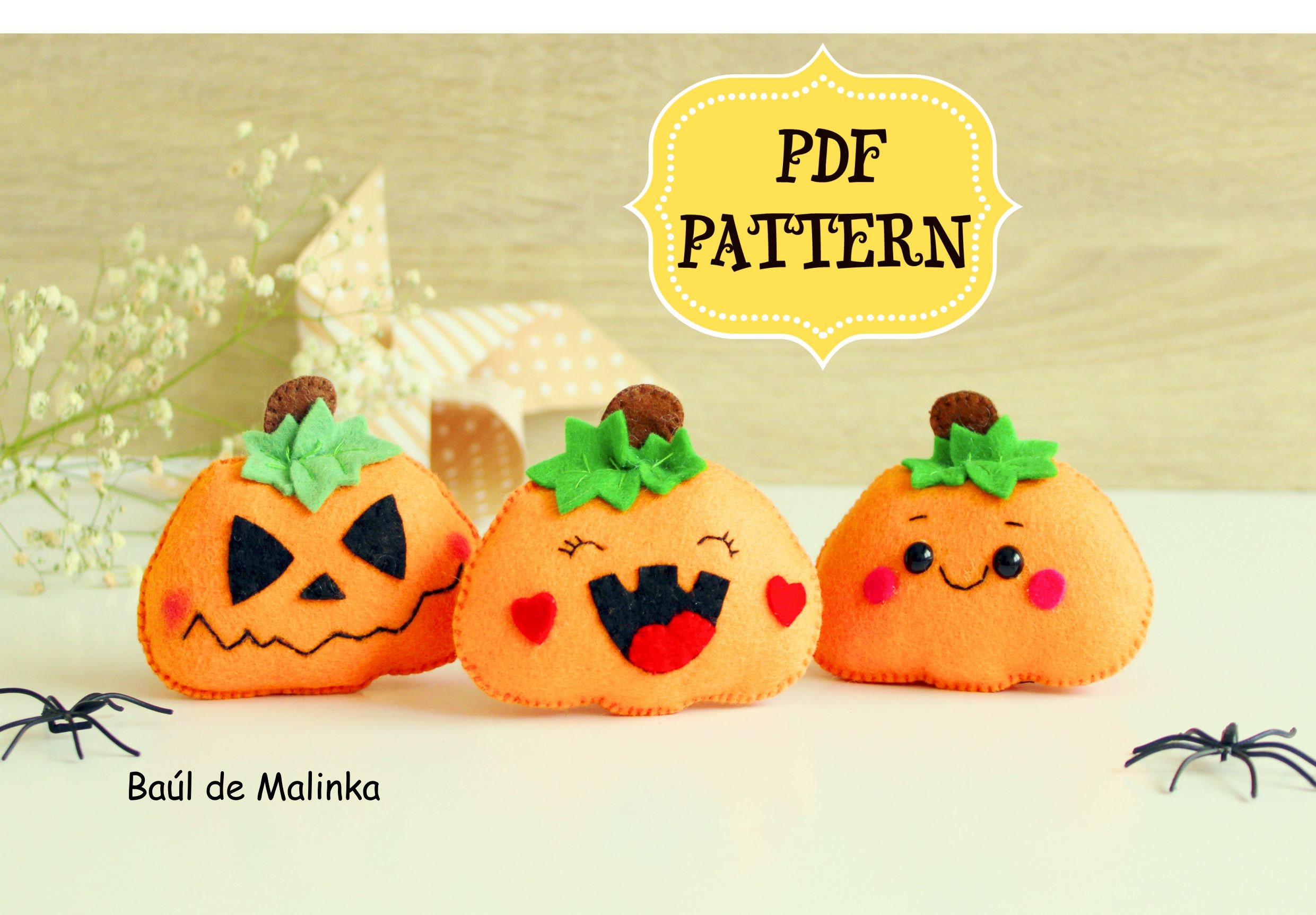 Halloween Felt Pattern Jack O Lantern Felt Pattern PDF Sewing Tutorial ...